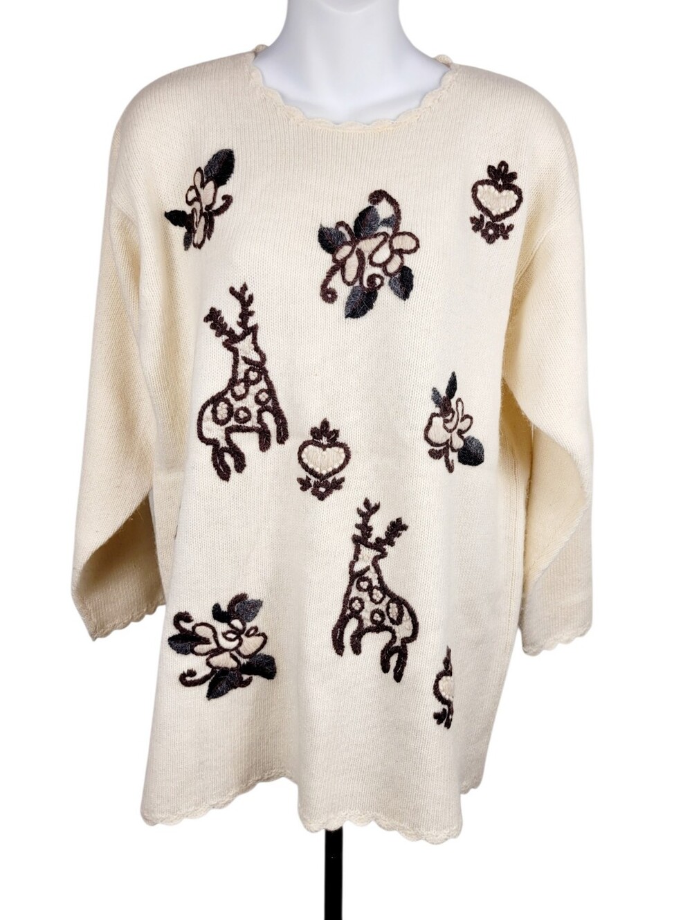 2/$20 Y2K Cream Colour Deers Pattern Sweater Top Size: Large